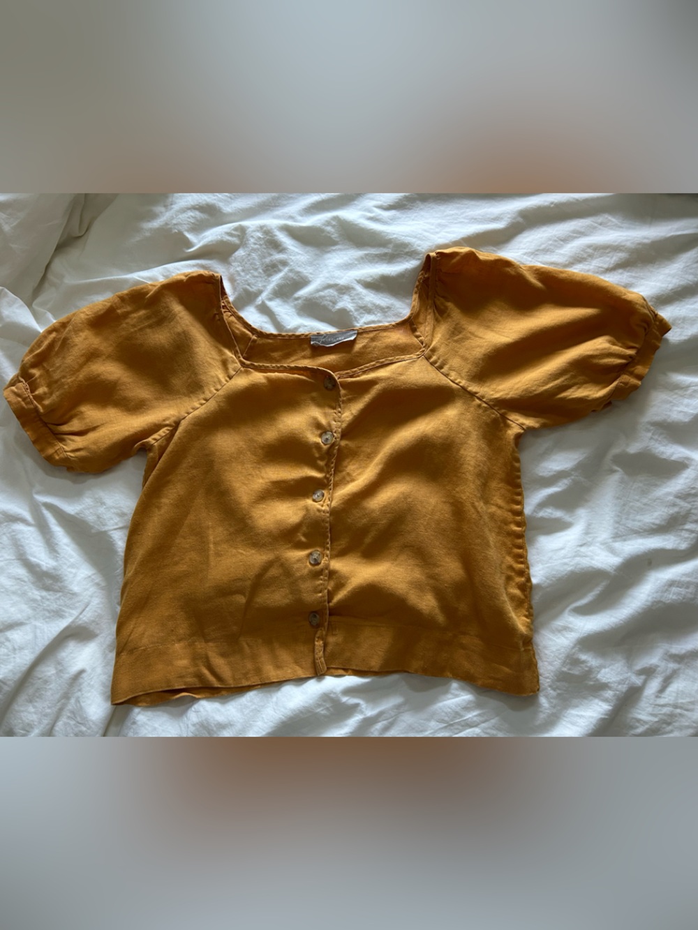 Everlane 100% linen yellow ochre summer top size 6